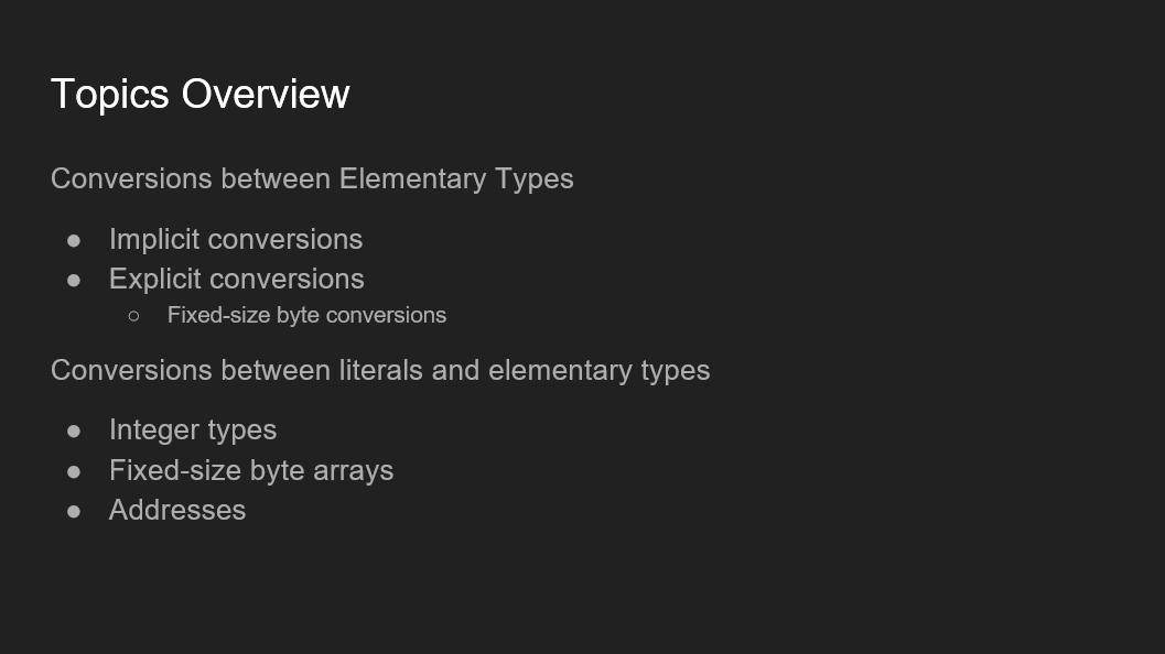 Solidity Conversions of Elementary Types - Be on the Right Side of Change